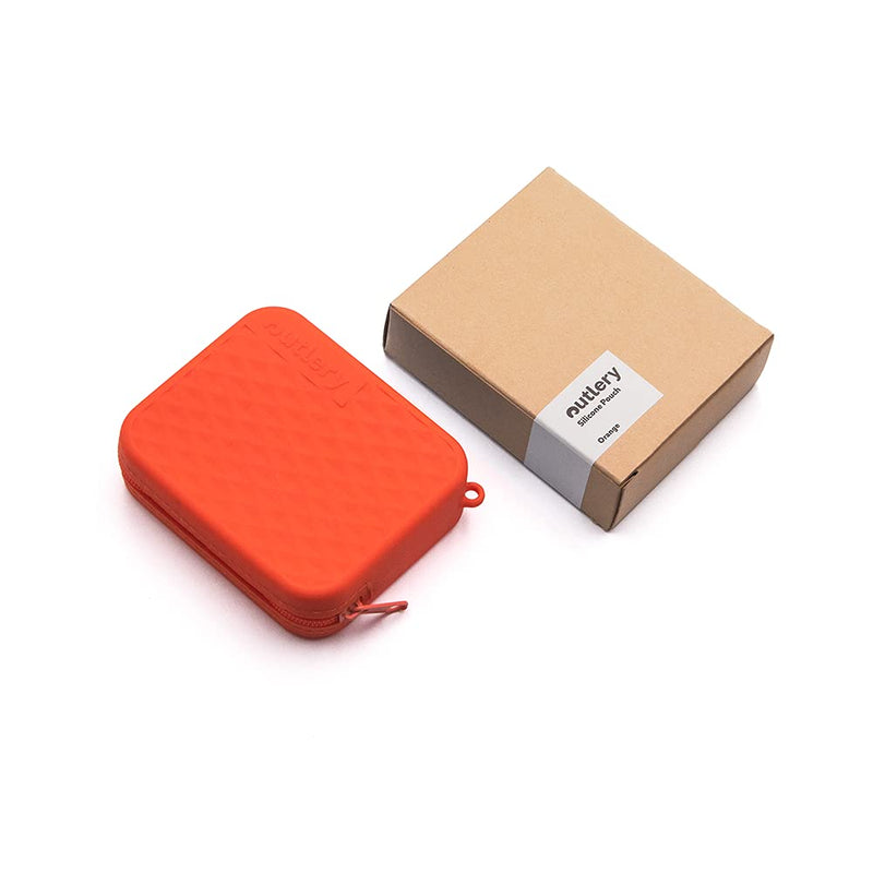 Silicone Pouch For  Travel Cutlery (Orange) - A Silicone Pocket To Protect