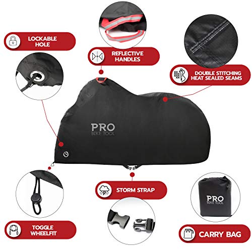Pro Bike Cover For Outdoor Bicycle Storage - Large - Heavy Duty Ripstop Material