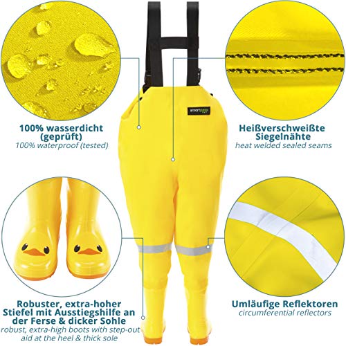 Waterproof Childrens Chest Waders For Toddler And Kids Rubber Boot Size 2021