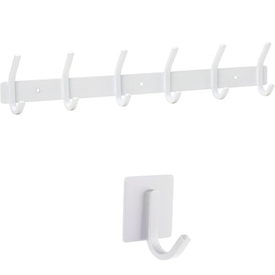Stainless Steel Coat Rack  White  43x8x38cm  Holds Up To 30 Kg  6 Fixed
