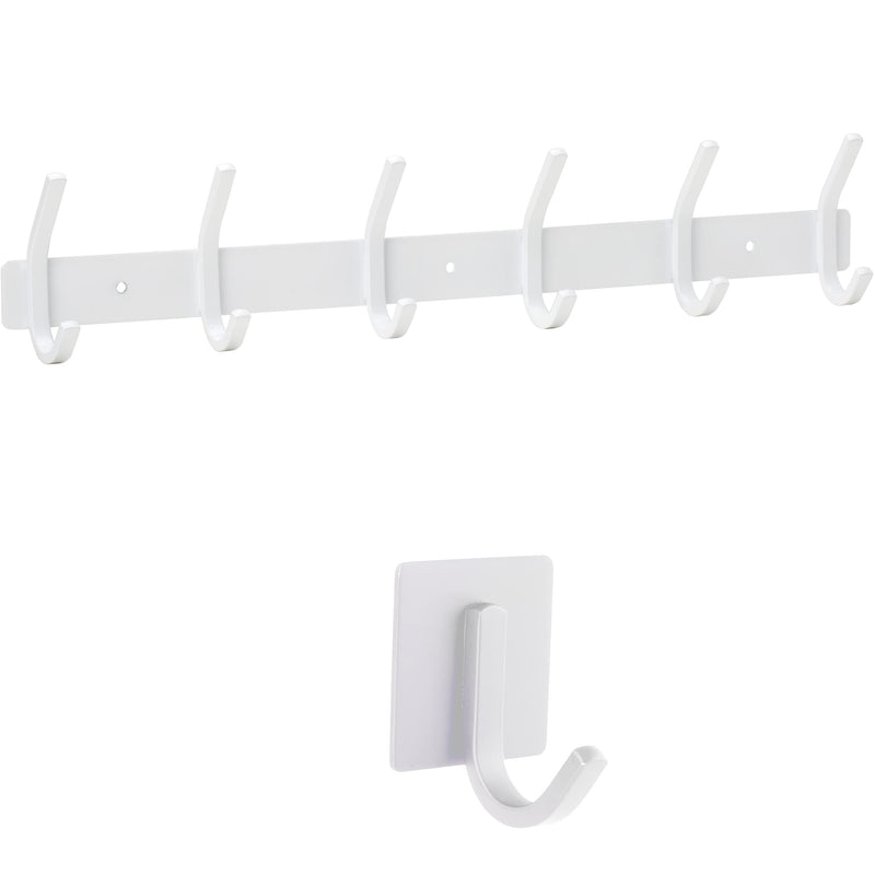 Stainless Steel Coat Rack  White  43x8x38cm  Holds Up To 30 Kg  6 Fixed