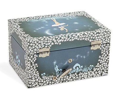 Girl'S Musical Jewelry Storage Box With Twirling Fairy Blue And White Star