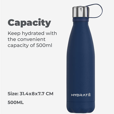 Hydrate Super Insulated Stainless Steel Water Bottle - Bpa Free, Vacuum Flask - 24 Hours