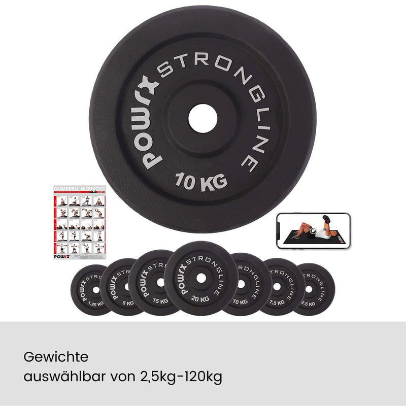 Weight Plates  A Pair Of Cast Iron Weight Discs 30mm Hole Black 2 X 25kg