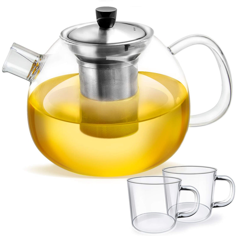 Glass Teapot  1500 Ml Volume Capacity  Removable Stainless Steel Filter