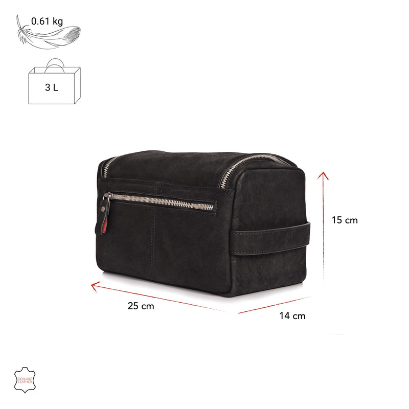 Helsinki Leather Toiletry Bag I Genuine Leather Wash Bag For Men And Women