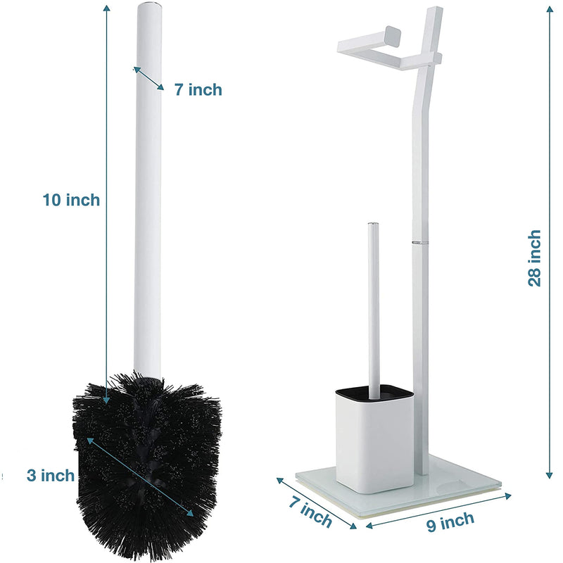 Wc Set - White 22x18x70cm Toilet Paper Holder And Toilet Brush Incl  Stainless