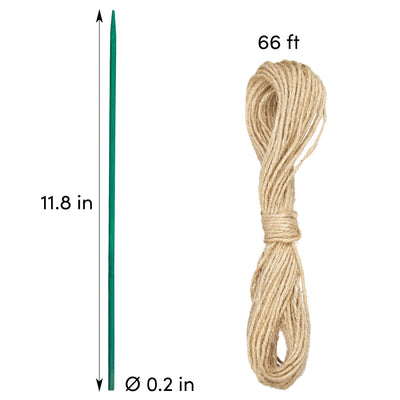 Plant Ties: 66ft Jute Plant Twine And 40 Green Plant Support Stakes  Climbing