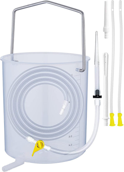 Home Enema Kit - Transparent Bucket With 2 Liters Capacity And Level Indicator, 2M Hose