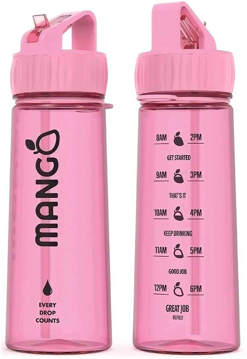 Mango Water Bottle With Straw - 600Ml Bpa Free Sports Bottles With Flip Nozzle And Leakproof Cap