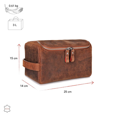 Helsinki Leather Toiletry Bag I Genuine Leather Wash Bag For Men And Women