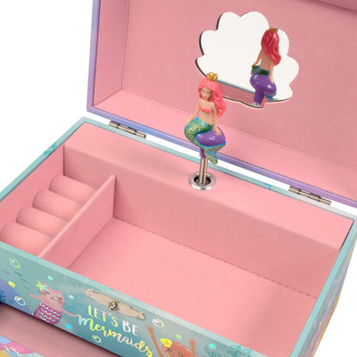 Girl'S Mermaid Musical Jewelry Storage Box Pullout Drawer, Rainbow Design