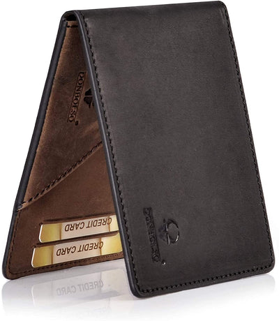 Donbolso Slim Leather Wallet Madrid I Thin Wallet Without Coin Pocket I Card Holder