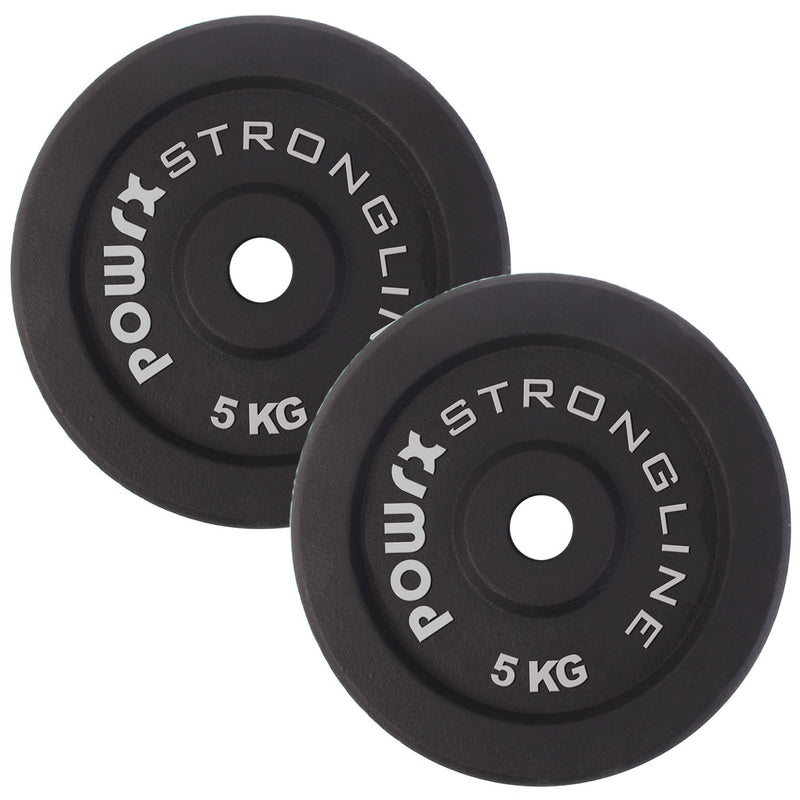 Weight Plates  A Pair Of Cast Iron Weight Discs 30mm Hole Black 2 X 25kg