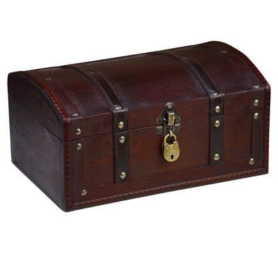 Wooden Pirate Treasure Chest 30x20x15cm Decorative Storage Box  Vintage