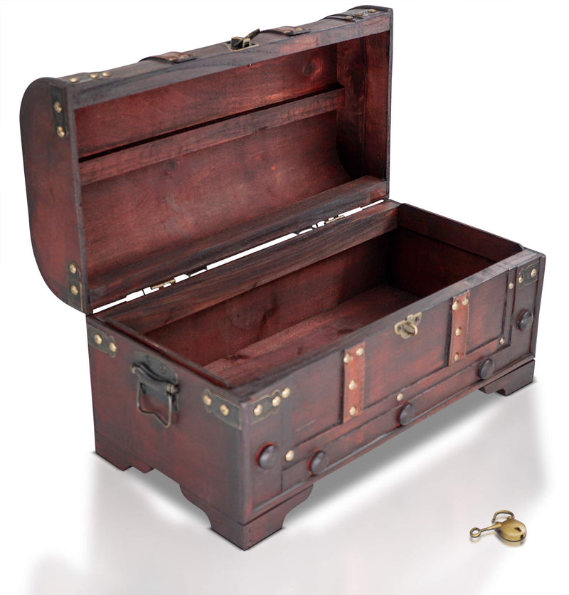 Wooden Pirate Treasure Chest 40x20x22cm Decorative Storage Box  Vintage