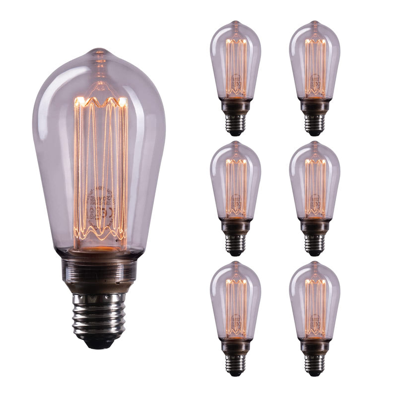 6x Smoky Edison Illusion Filament Light Bulb E27 Socket In Smoky Glass Look