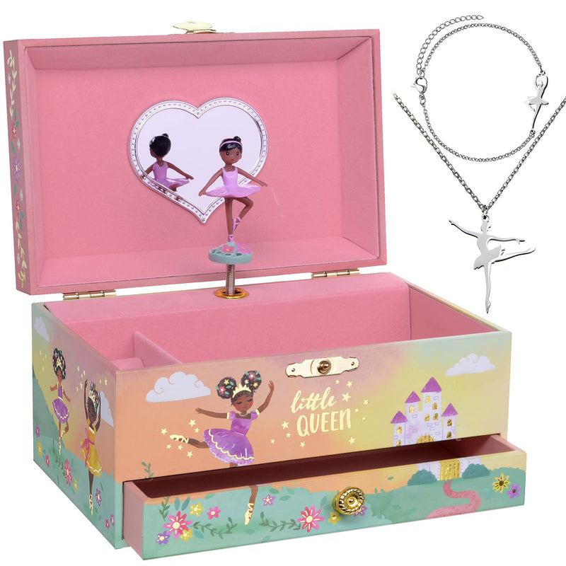 Ballerina Music Box & Little Girls Jewelry Set - 3 Ballerina Gifts For Girls