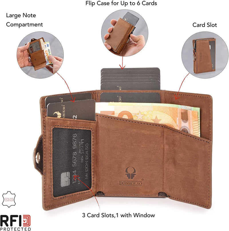 Donbolso Wallet Flip I Slim Wallet With Flip Case I Leather Purse With Rfid Protection I