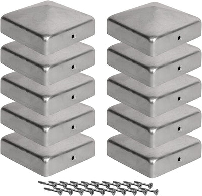 Post Caps 10X10 Cm - 10 Pieces, 100X100 Mm, Fence Post Metal/Fence Post Galvanised