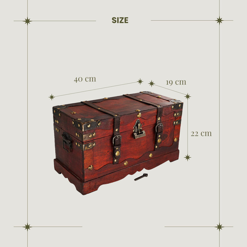 Pirate Treasure Chest Storage Box - New York 15,5" X7,5 X8,7 - Durable Wood