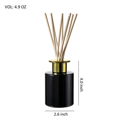 4 Ounce Black Glass Diffuser Bottles Set Of 2 With 16pcs Natural Reed Sticks &