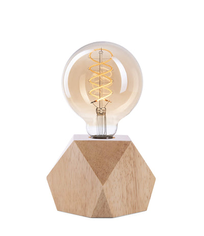 Wooden Table Lamp  Battery Operated Includes Edison Led Light Bulb El19 E27