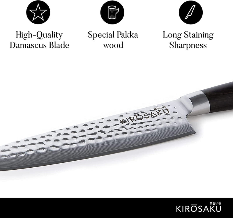 Kirosaku Premium Damascus Kitchen Knife 20Cm - Extremely Sharp Kitchen Knife Made