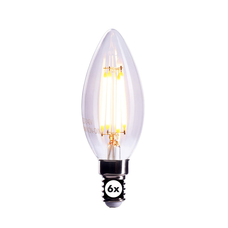 6 X Filament Light Bulbs E14 Socket 4 W Replaces 40 W Bulb Dimmable Warm