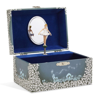 Girl'S Musical Jewelry Storage Box With Twirling Fairy Blue And White Star