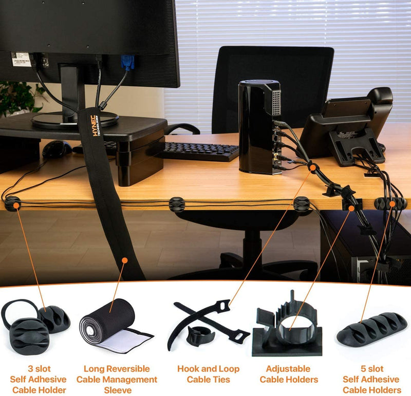 Hynec Technologies Cable Management Kit For Home Office Gaming Video Editing Setups