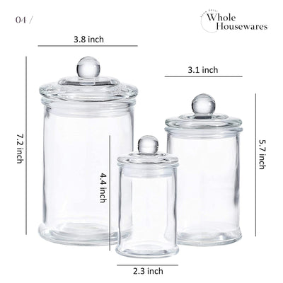 Glass Apothecary Jars With Lids  Set Of 3  Small Glass Jars For Kitchen