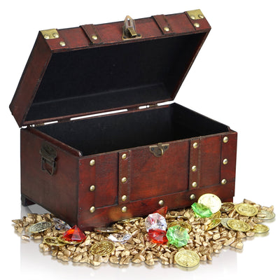 Wooden Pirate Treasure Chest Decorative Storage Box Model 11x67x63 Pirate