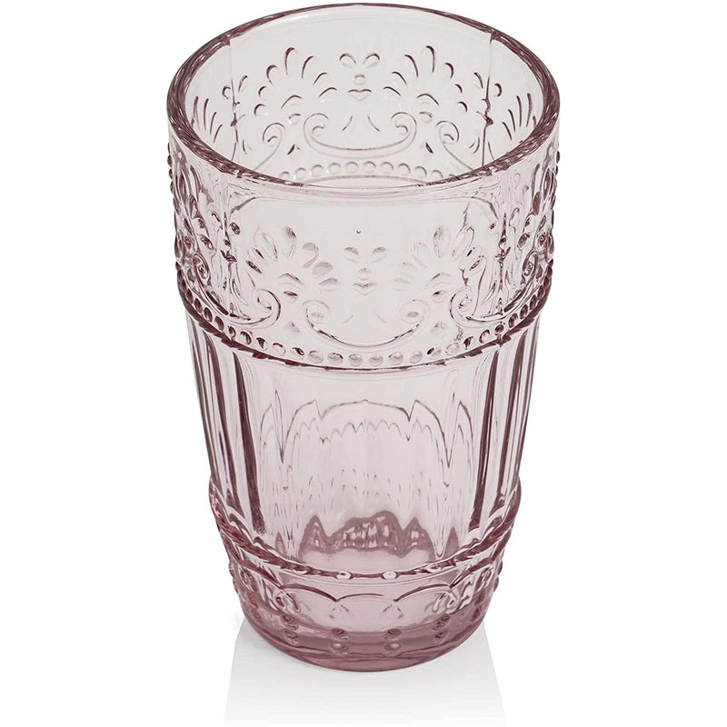 Glass Tumblers  Set Of 6 Drinking Glasses  11oz Embossed Design