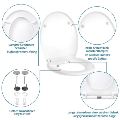 Toilet Seat With D Shape  Soft Close Toilet Lid  Antibacterial Thermoset