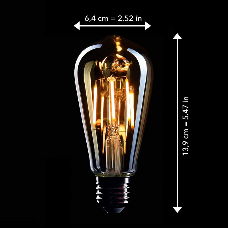 Crown Led 6X Edison Light Bulb E27 Socket | Dimmable, 4 W, 2200 K Warm White, 230 V, El01