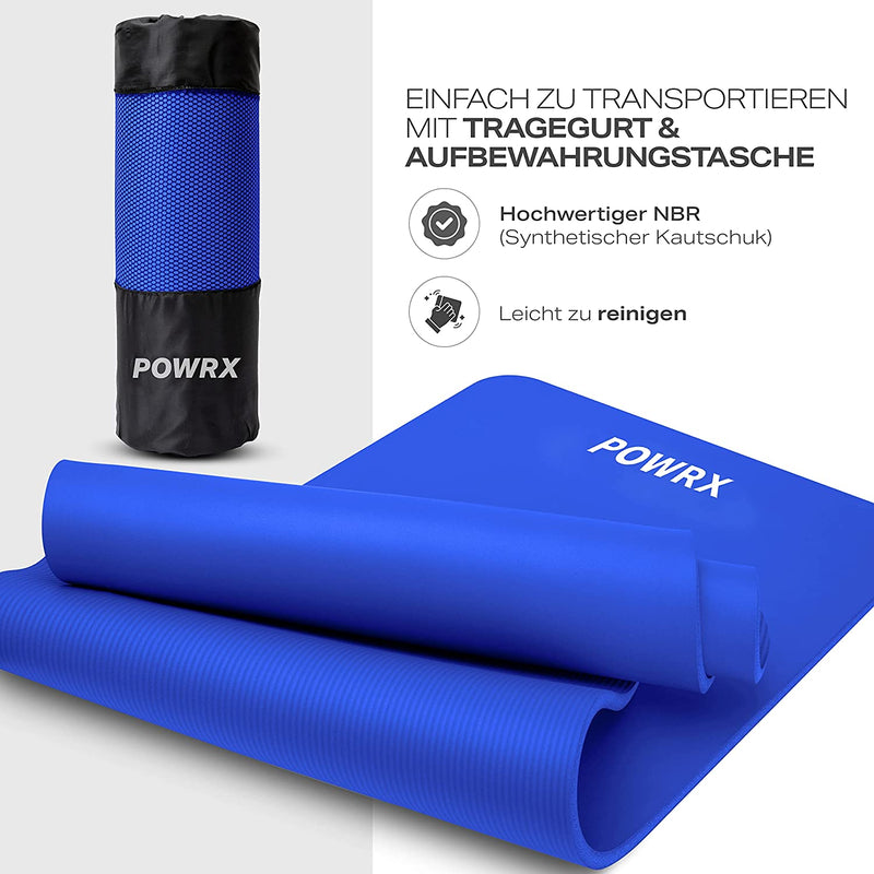Powrx Gymnastics Mat Incl. Carry Strap And Workout, Exercise Mat, Yoga Mat, Phthalate