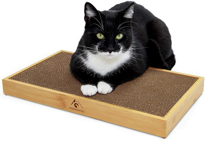 Pfotenolymp Scratching Board With Bamboo Frame/Scratching Mat For Cats - Cardboard