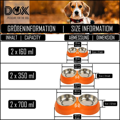 Ddoxx Double Dog Bowl, Non-Slip, Stainless-Steel, Melamine | Many Colors & Sizes |