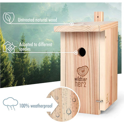 Nesting Box For Blue Tits  Weatherproof Made From Untreated Fsc Wood Birdhouse