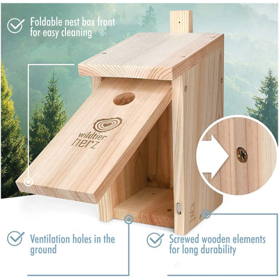 Nesting Box For Blue Tits  Weatherproof Made From Untreated Fsc Wood Birdhouse