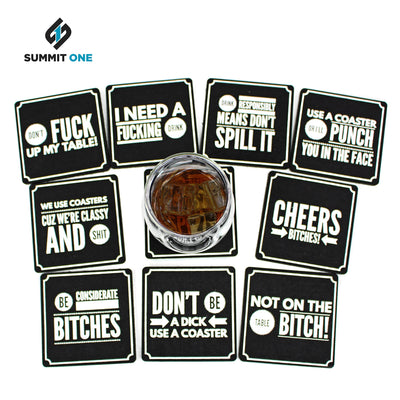 Funny Coasters For Drinks, Set Of 10 (4 X 4 Inch, 5mm Thick) - Bar Accessories