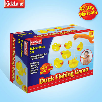 Kidzlane Bath Toys Fishing Game - 1 Toy Fishing Pole And 6 Rubber Duckies - Teaches
