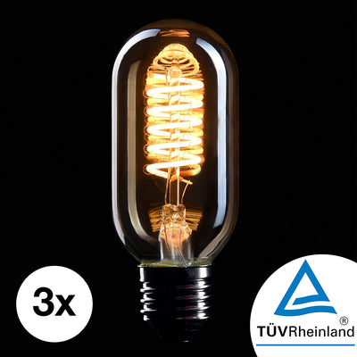 Crown Led 3X Edison Light Bulb E27 Socket | Dimmable, 4 W, 2200 K Warm White, 230 V, El06