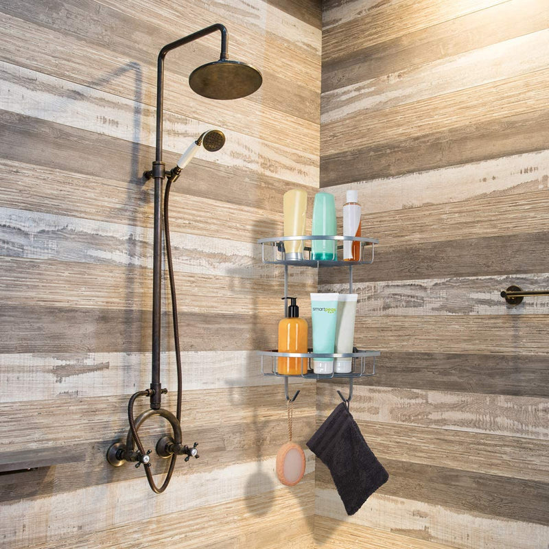 Shower Shelf For The Bathroom - Robust Corner Model - 41 X 21 X 21 Cm - Powder-Coated
