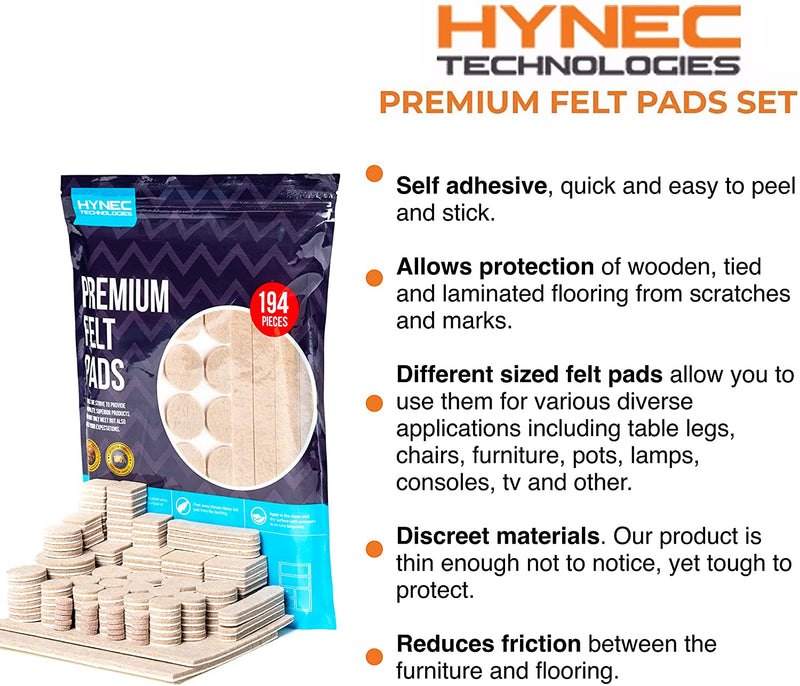 Hynec Premium Furniture Felt Pads For Furniture Feet - Self Adhesive Floor Protection