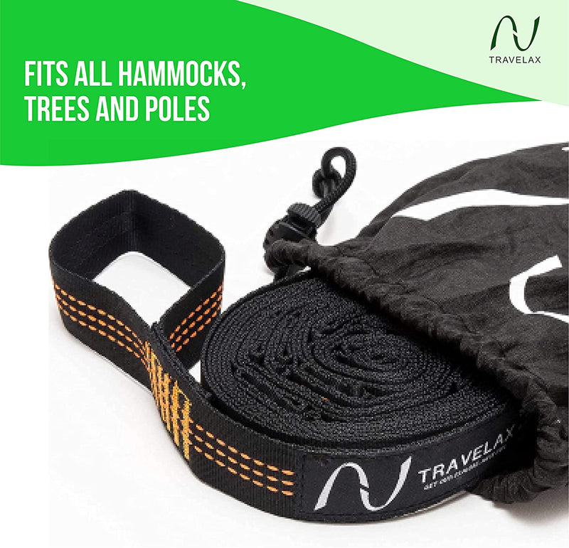 Travelax Adjustable And Extra-Long Hammock Tree Strap Set With 22 Loops For Quick And Easy
