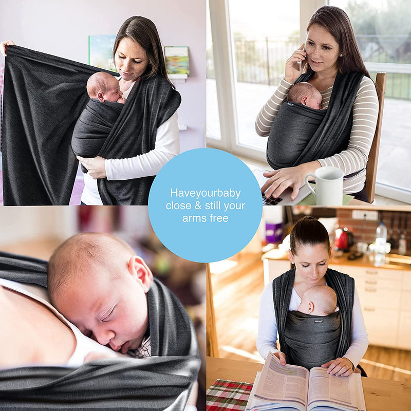 Makimaja - 100% Cotton Baby Wrap Carrier - Dark Grey - Baby Carrier For Newborns