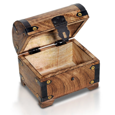 Brynn Mountain Wood Chesttreasure Box With Lock And Semiprecious Stones