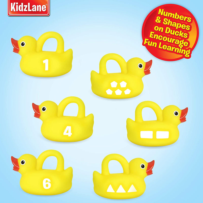 Kidzlane Bath Toys Fishing Game - 1 Toy Fishing Pole And 6 Rubber Duckies - Teaches